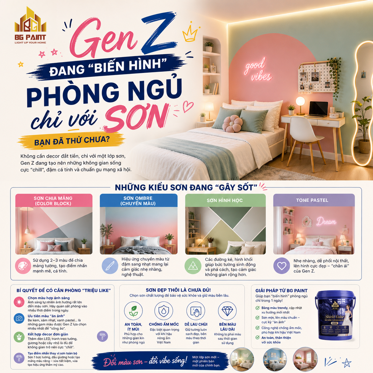 Gen Z đang “biến hình” phòng ngủ chỉ với sơn – Bạn đã thử chưa?