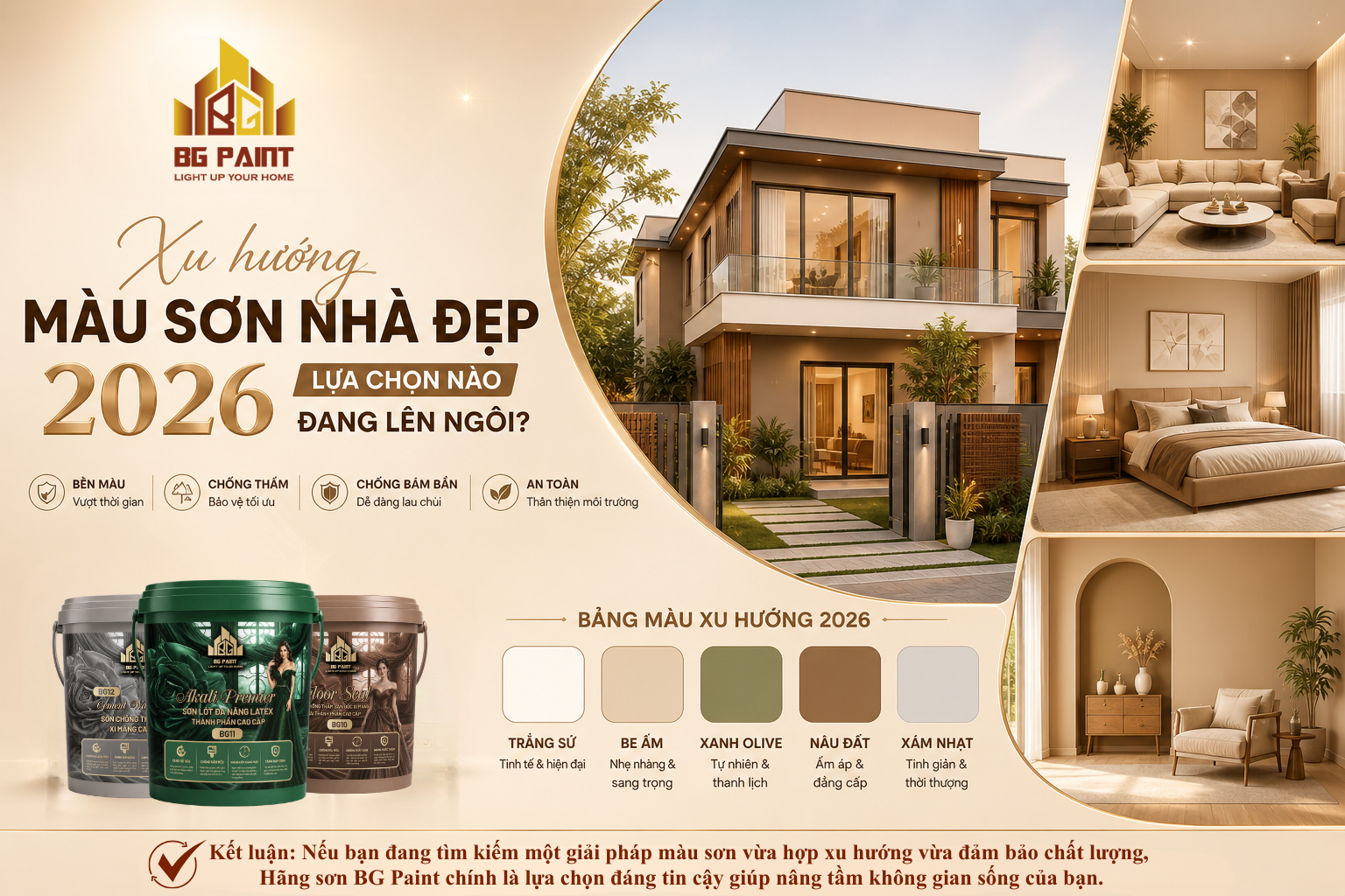 Xu hướng màu sơn nhà đẹp 2026  -  Lựa chọn nào đang lên ngôi?